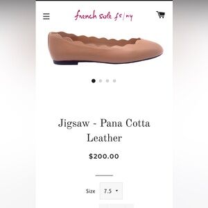 NWT French Sole (FS/NY) Jigsaw leather Ballet Flat in size 7.5, in color Napa